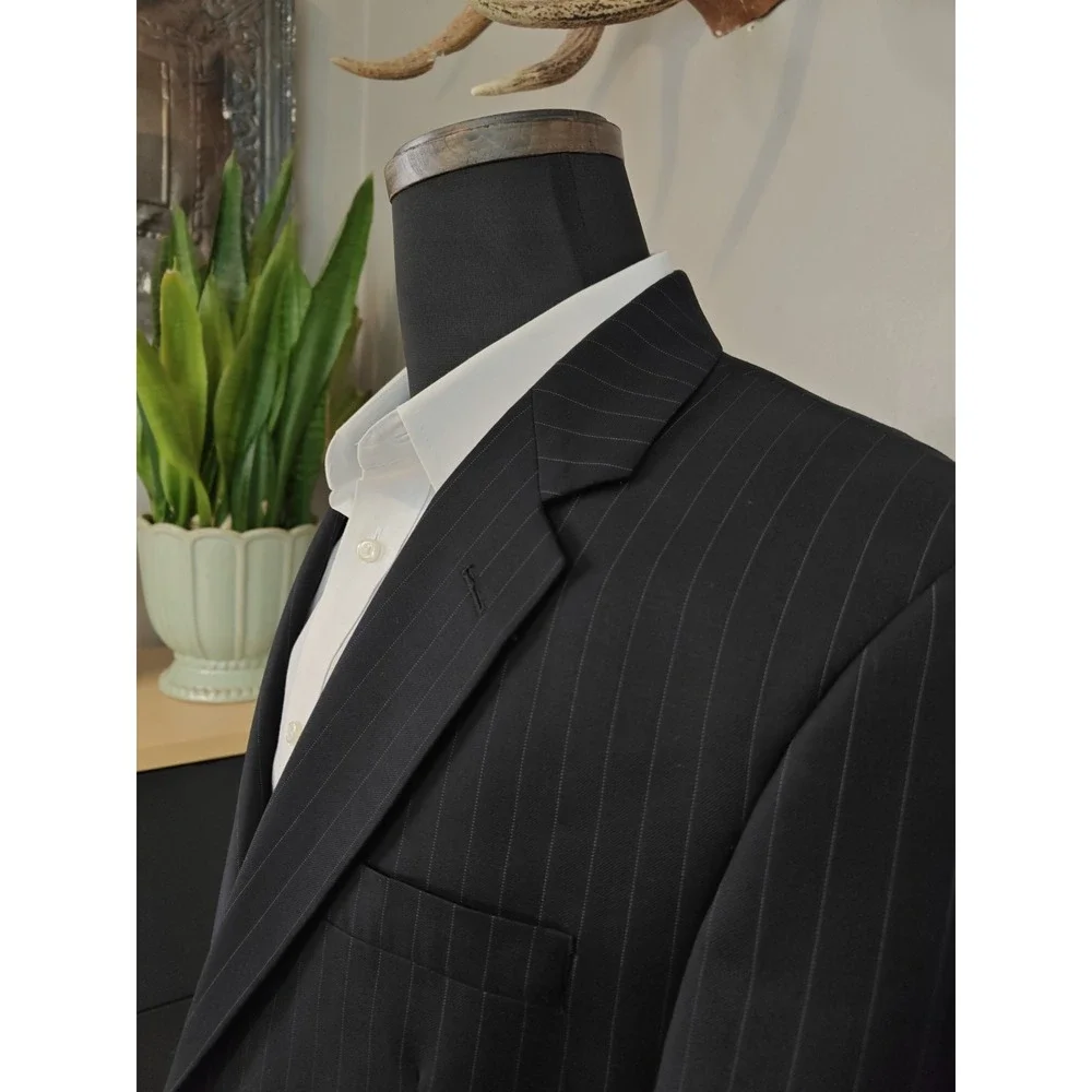 Lauren Ralph Lauren Mens Wool Sports Coat 40R Blue Chalk Stripe 2 Button Q602